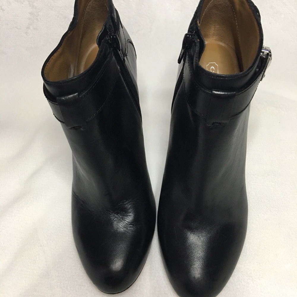 Coach Sondra Black Leather Booties Silver Buckle 8 - Picture 5 of 11